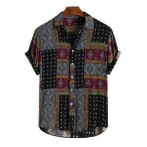 Black Hawaiian Print Shirt