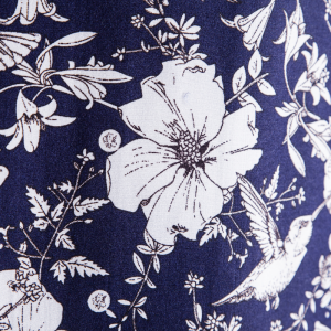 S156 White floral print on black long sleeve shirt