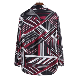 Men’s geometric print casual long sleeve shirt