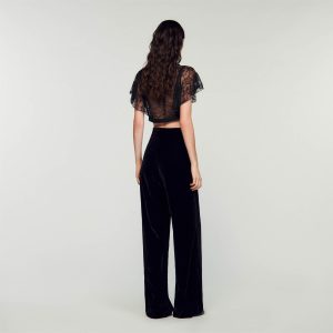 Wide-leg velvet pants