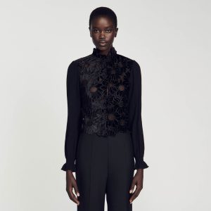 Floral guipure top