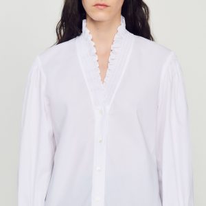 Cotton shirt with fancy collar