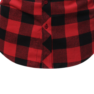Casual frosted plaid dual-pocket long sleeve shirt