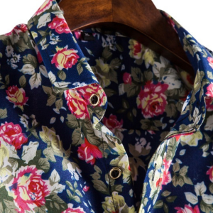 Elegant flowers printed men’s long sleeve shirt