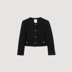 Cropped bouclé wool jacket