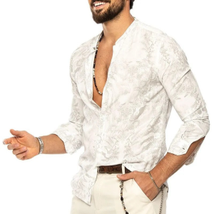 S18 V-Neck Beach Style Button-Down Shirt