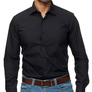 Men’s casual long sleeve solid business shirt