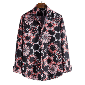 Mandala printed casual long sleeve shirt