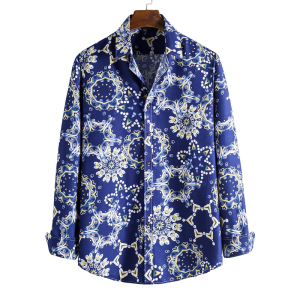 Mandala printed casual long sleeve shirt