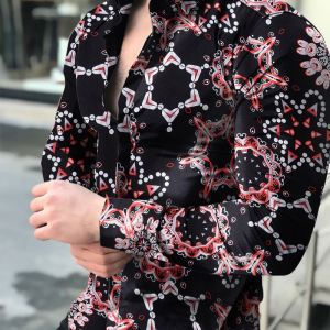 Mandala printed casual long sleeve shirt