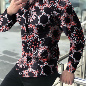 Mandala printed casual long sleeve shirt