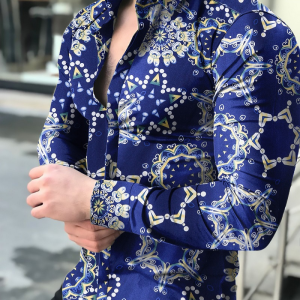 Mandala printed casual long sleeve shirt