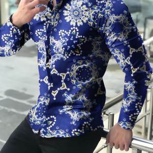 Mandala printed casual long sleeve shirt