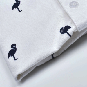 Men’s linen long sleeve flamingos print shirt