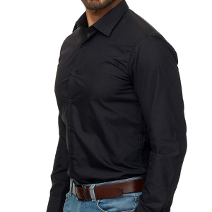 Men’s casual long sleeve solid business shirt