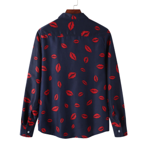 Men’s Long Sleeve Lip Print Shirt