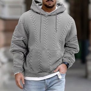 Casual Printed Long Sleeve Hoodie With Kangaroo Pocket