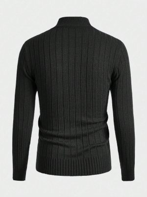 Casual Ribbed Knit Sweater