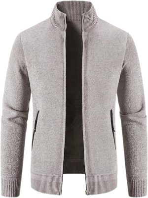 Casual Ribbed Knit Zipper Cardigan