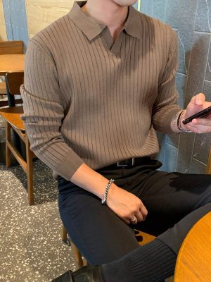 Casual Solid Ribbed Knit Sweater