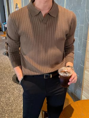 Casual Solid Ribbed Knit Sweater