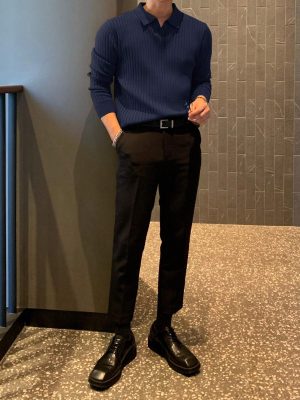 Casual Solid Ribbed Knit Sweater