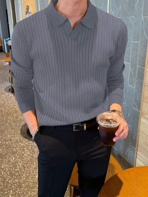 Casual Solid Ribbed Knit Sweater