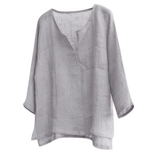 Long Sleeve Linen Breathable Solid Shirt