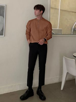 Half Button Ribbed Knit Sweater