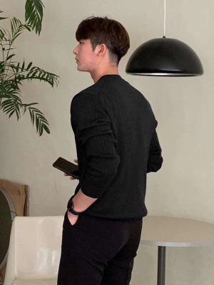 Half Button Ribbed Knit Sweater