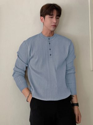 Half Button Ribbed Knit Sweater