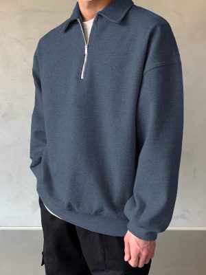 Plain Half Zip Sweatshirt