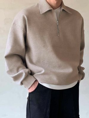 Plain Half Zip Sweatshirt