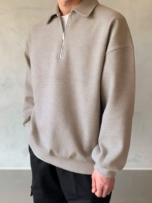 Plain Half Zip Sweatshirt