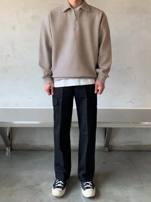 Plain Half Zip Sweatshirt