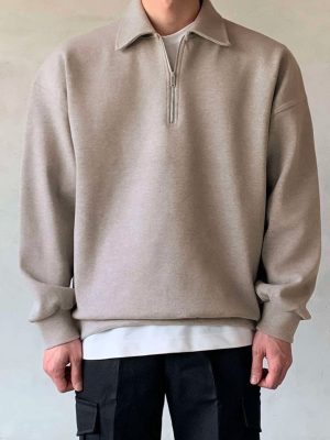 Plain Half Zip Sweatshirt