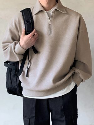 Plain Half Zip Sweatshirt