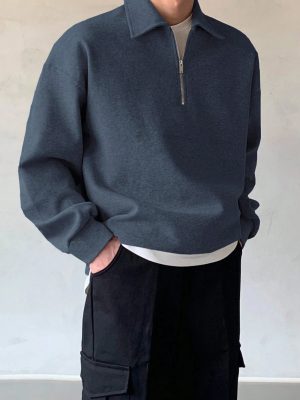 Plain Half Zip Sweatshirt