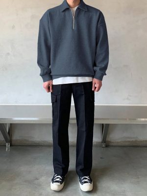 Plain Half Zip Sweatshirt