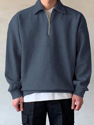Plain Half Zip Sweatshirt