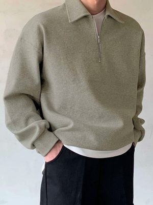 Plain Half Zip Sweatshirt