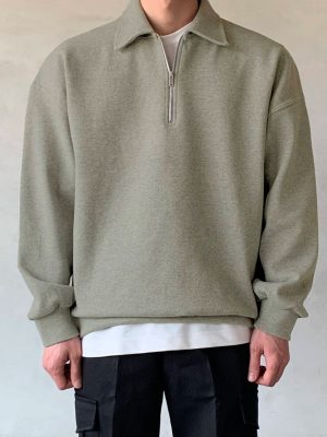 Plain Half Zip Sweatshirt