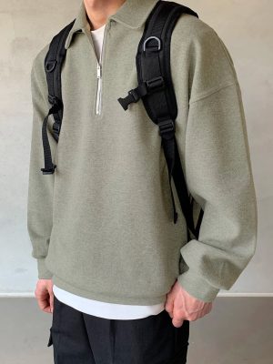 Plain Half Zip Sweatshirt