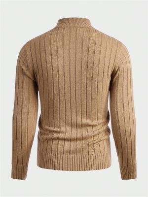 Round Collar Ribbed Knit Sweater