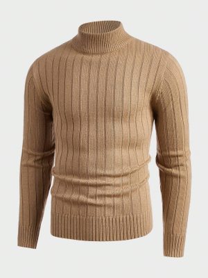 Round Collar Ribbed Knit Sweater