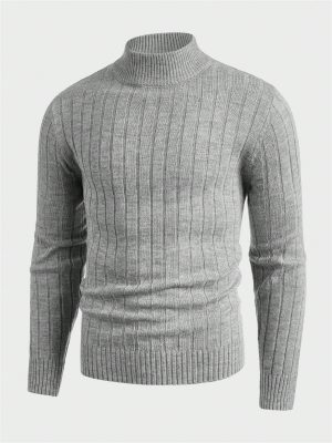 Round Collar Ribbed Knit Sweater