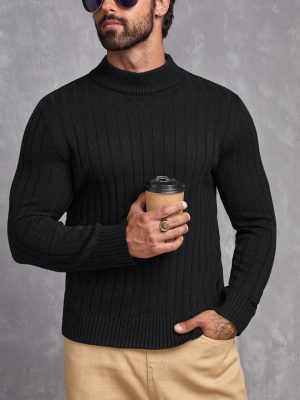 Round Collar Ribbed Knit Sweater
