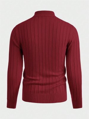 Round Collar Ribbed Knit Sweater