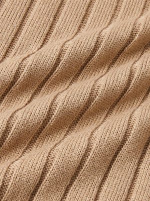 Round Collar Ribbed Knit Sweater