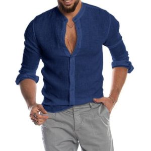 Men’s Linen Long Sleeve Shirt Cardigan